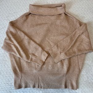 Beige Wide Cowl Neck Sweater